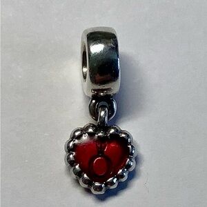 Retired Pandora Red Enamel Heart Dangle Charm